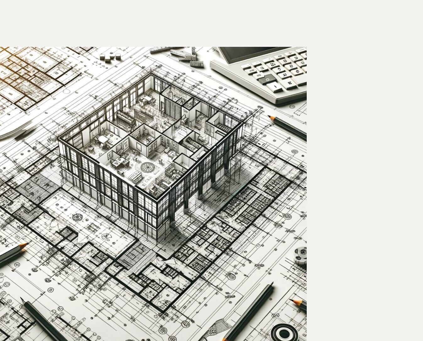 Afbeelding van een technische tekening die omhoog komt uit papier, in 3D. Gemaakt met DallE.