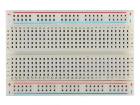 Picture of a breadboard for connecting without soldering